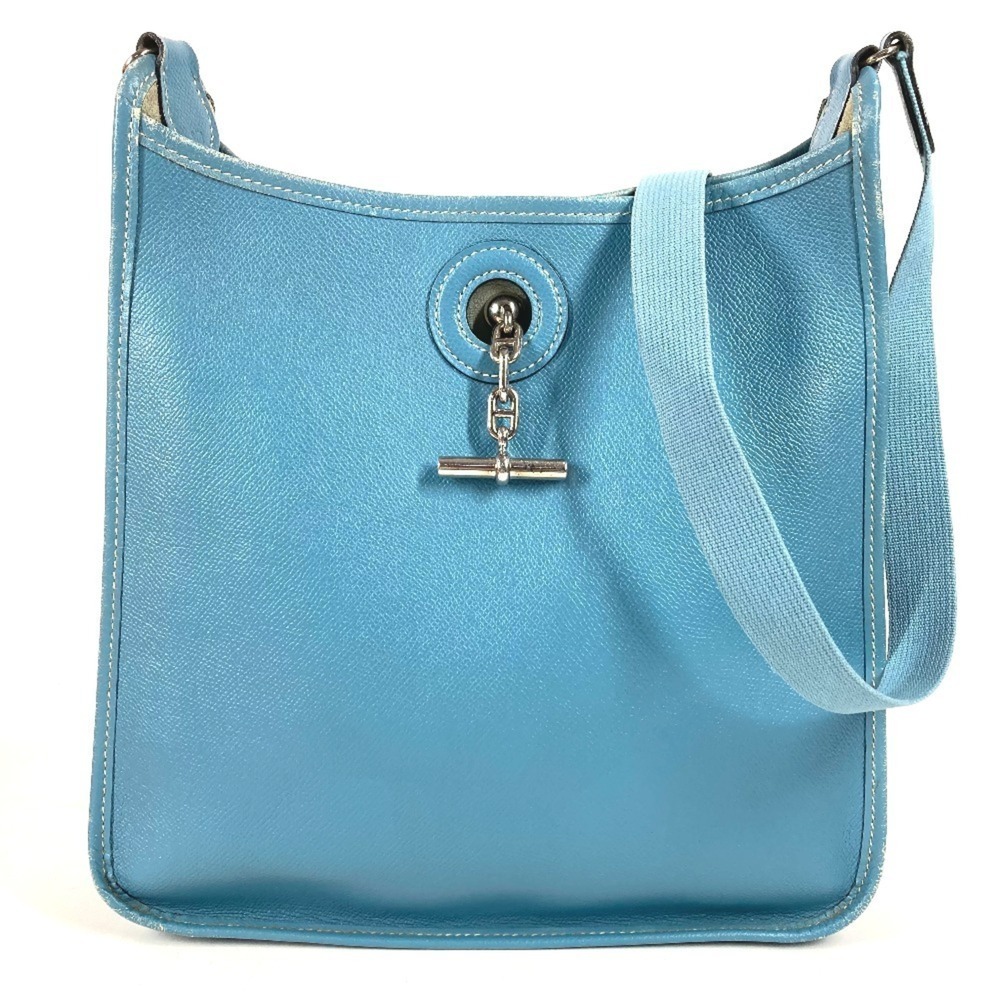 HERMES Vespa PM bag, crossbody shoulder leather, men's and women's, blue jean...